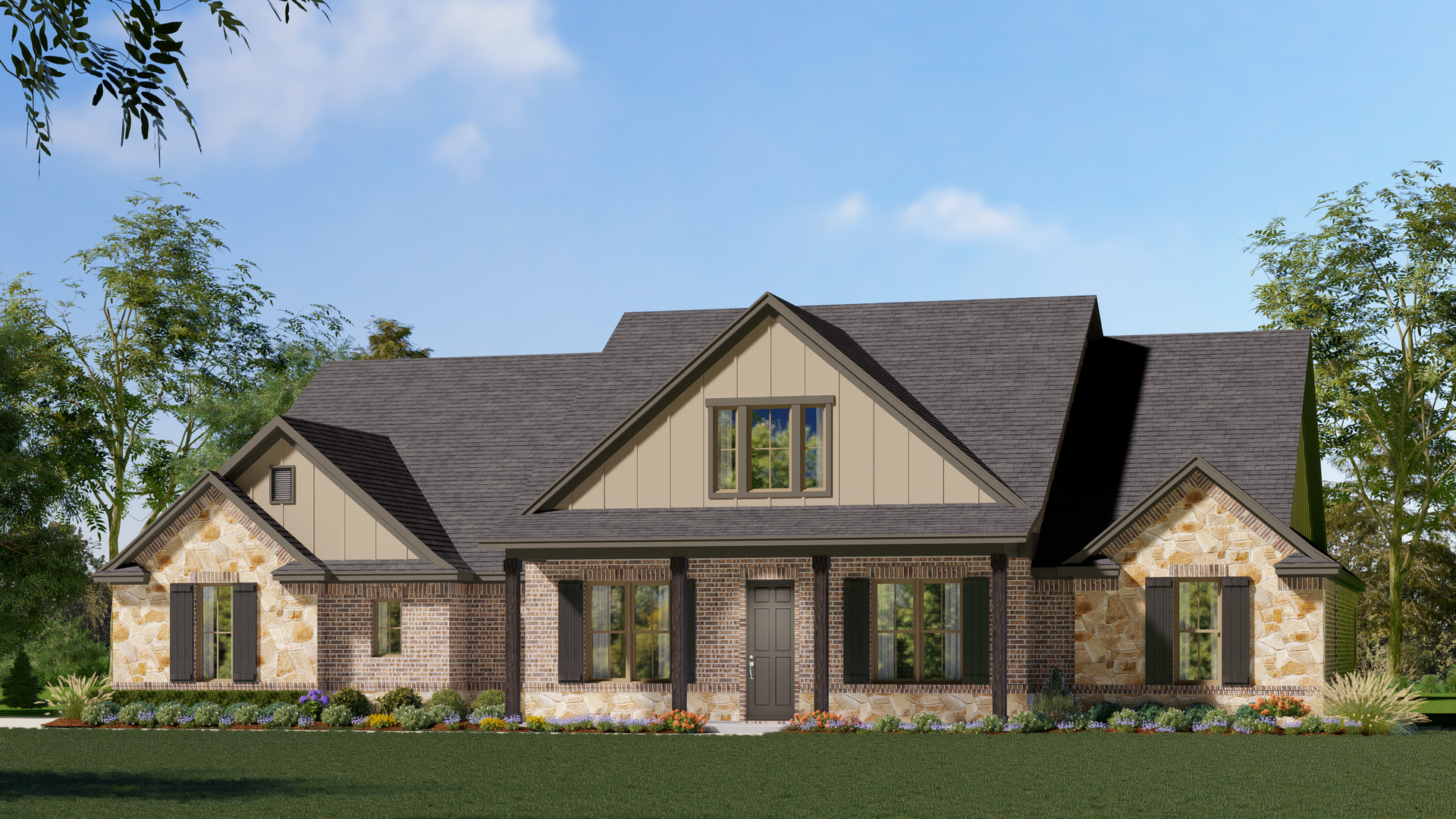 2586 C with Stone. 2,586sf New Home